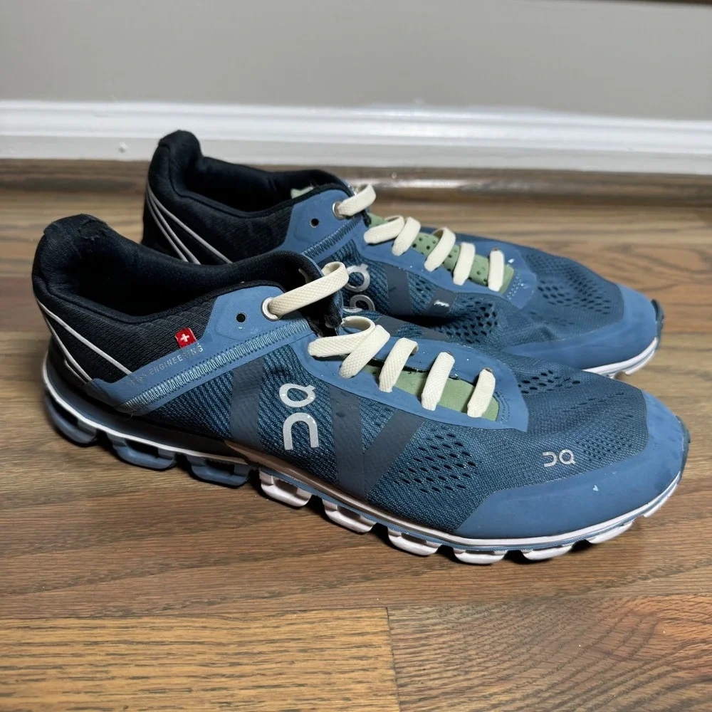 On Cloudflow Running Shoes Mens 7.5 Blue Black Swiss Engineering Sneakers